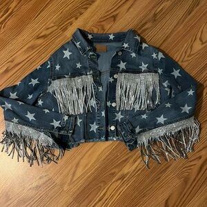 Cropped Denim Stars & Fringe Jean Jacket!